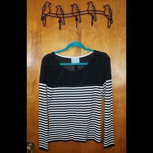 Skies Are Blue Black & White Striped Long Sleeve